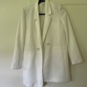 Anine Bing White Linen Blazer